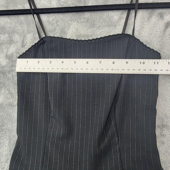 Vintage LA BELLE Dress Womens 3 Juniors Black Pin Striped Embroidered Party - Picture 8 of 11